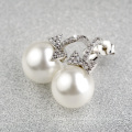Luxus Geschenk Artikel neuesten Design von Weißgold hängende Perle und Zirkonia Ohrring